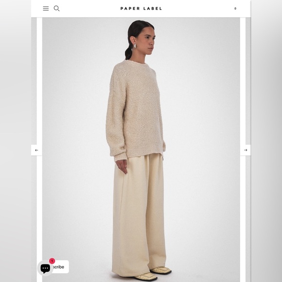 Paper Label Anita Pullover Oat Milk Boucle Sweater Oversized Beige Medium - Picture 2 of 5